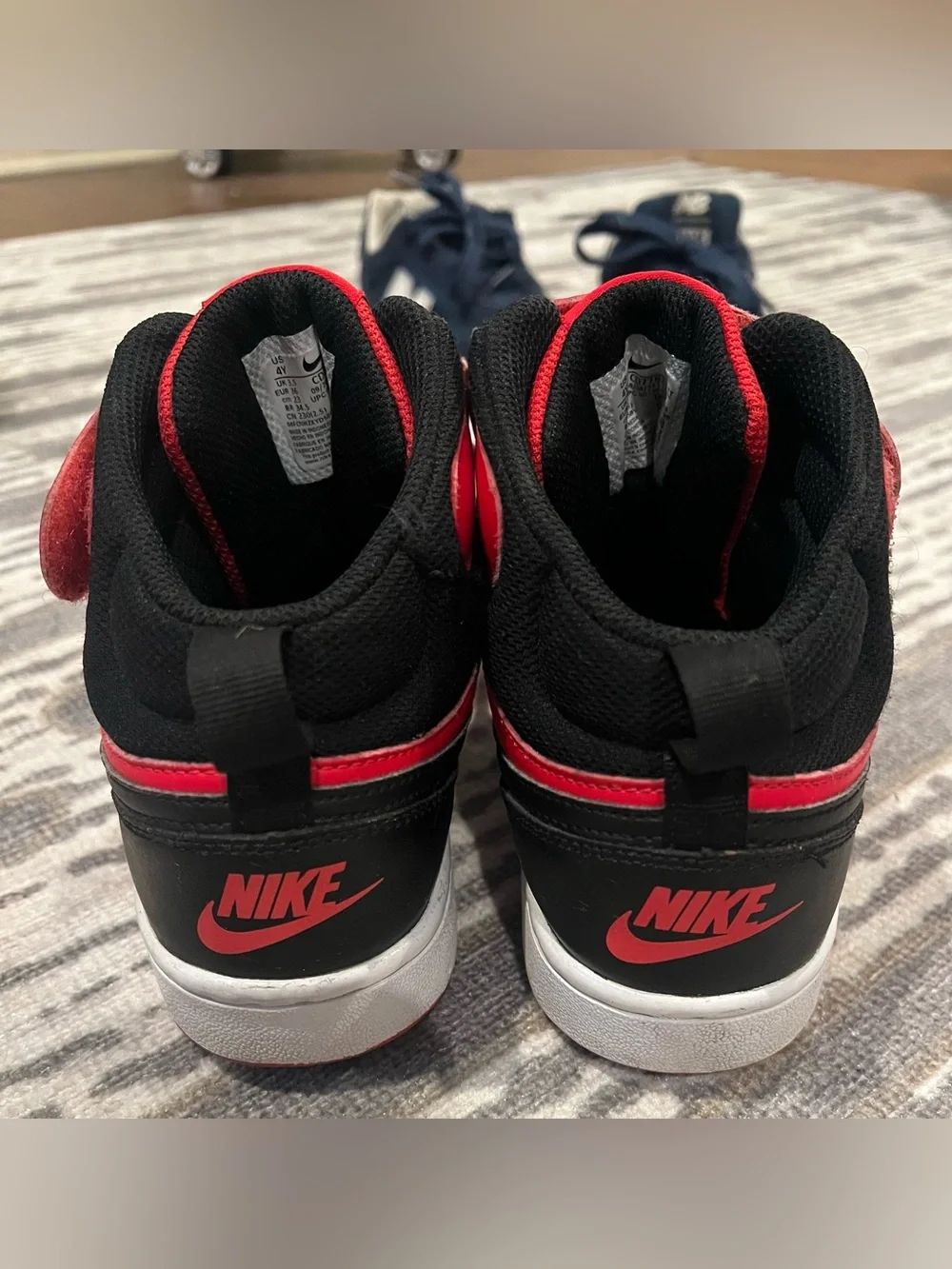 Nike Kids High-Top Sneakers in Red and Black